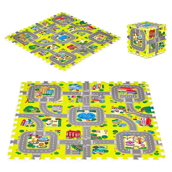 Habszőnyeg gyerekeknek város, 9 elem, 90.5x90.5cm IPLAY | 0395