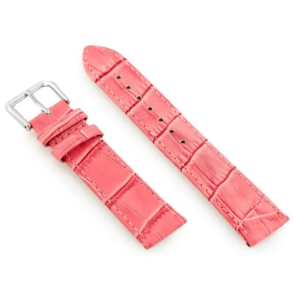 Pink valódi bőr óraszíj, 22 mm, ezüst csattal