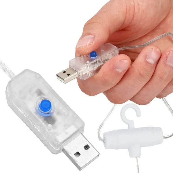200 LED-es színes fényfüggöny, USB, 3×2 m, távirányító, IP44