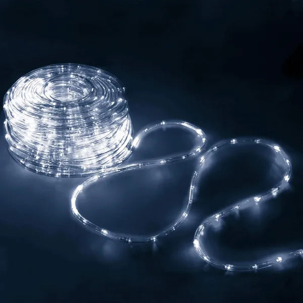 Hidegfehér LED fénykábel 20 m, 480 LED, IP44, 8 mód, Ø6 mm
