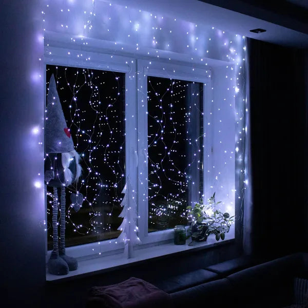 Jégcsap fényfüzér 300 LED, 3×3 m, hidegfehér, IP44, távirányítós