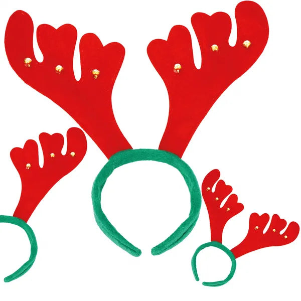 Karácsonyi rénszarvas agancsos fejpánt csengőkkel, univerzális méret