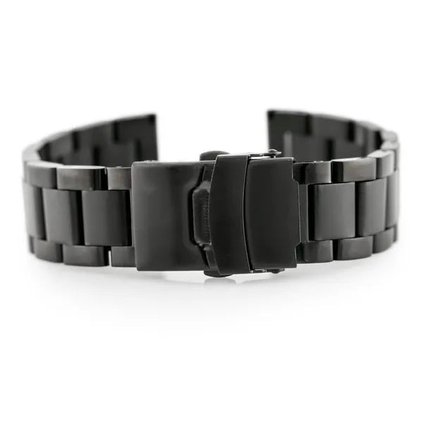 Fekete PVD-acél óraszíj, 22 mm csatlakozás, 249 mm hossz
