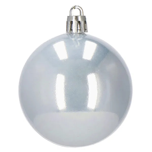Törhetetlen karácsonyfadísz gömb szett, 24 db, 6 cm, piros/szürke/ezüst