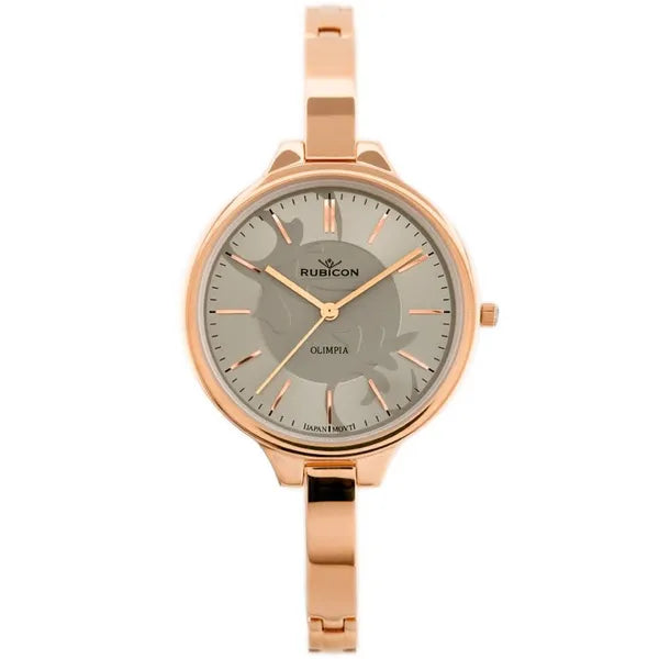 Rose gold női karóra szürke számlappal, acél szíjjal, 35 mm
