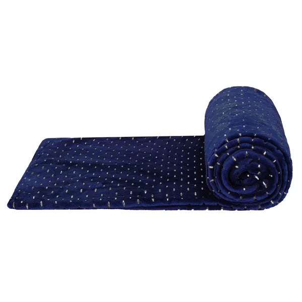 Springos poliészter plüss takaró 200×220 cm, sötétkék-ezüst