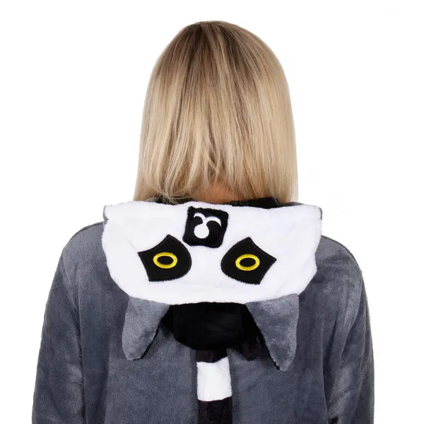 Lemur kigurumi kapucnis pizsama, M méret, 100% poliészter, multikolor