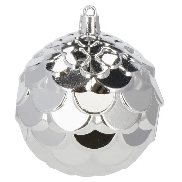 Karácsonyfadísz gömbkészlet 8 cm, 30 db, fehér-ezüst, törhetetlen