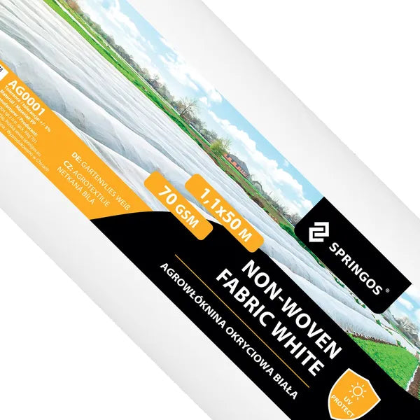 Fehér takaró agrotextil, UV védelemmel, 70 g/m², 1,1×50 m