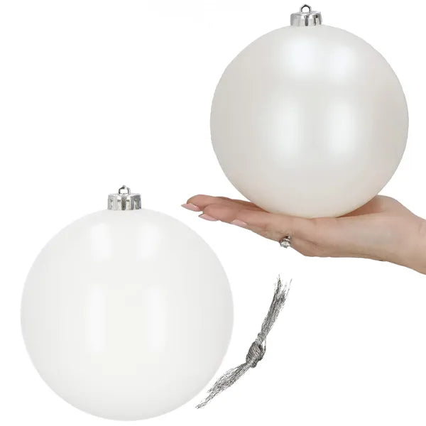 Fehér műanyag karácsonyfadísz gömb szett, 15 cm, 2 db, matt & fényes