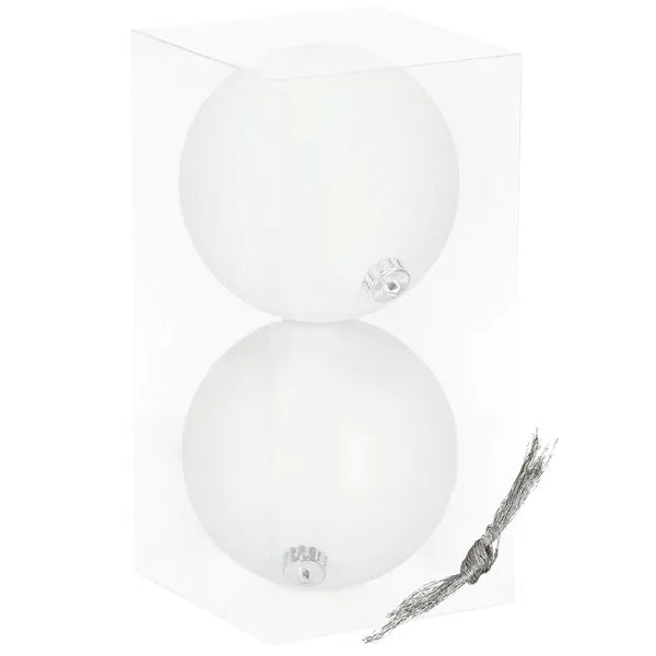 Fehér műanyag karácsonyfadísz gömb szett, 15 cm, 2 db, matt & fényes