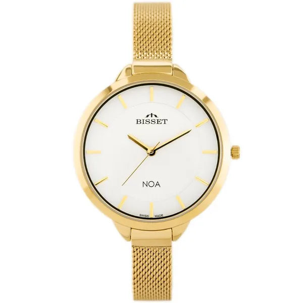 Bisset női karóra, arany PVD nemesacél szíj, 34 mm ezüst számlap