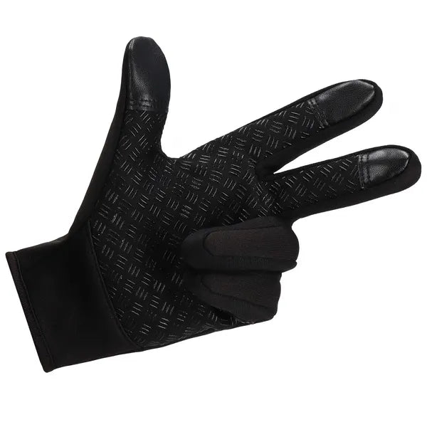 Springos uniszex érintőképernyős csúszásgátló kesztyű, M, fekete, nylon