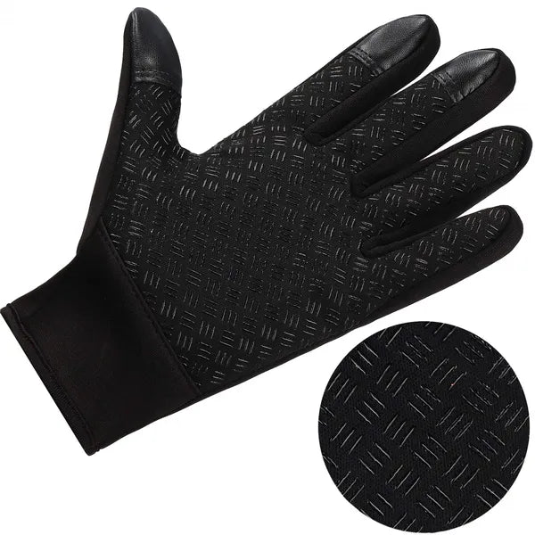 Springos uniszex érintőképernyős csúszásgátló kesztyű, M, fekete, nylon