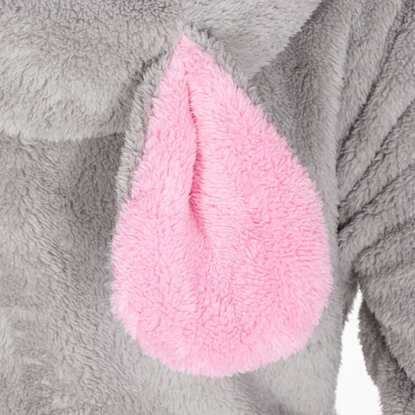 Női plüss köntös kapucnival és fülekkel, L/XL, szürke-rózsaszín