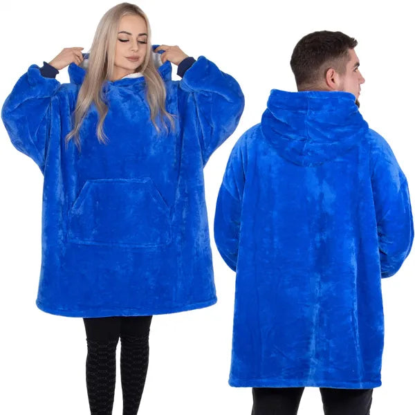 Oversize kapucnis takaró-pulóver, sötétkék, 100% poliészter