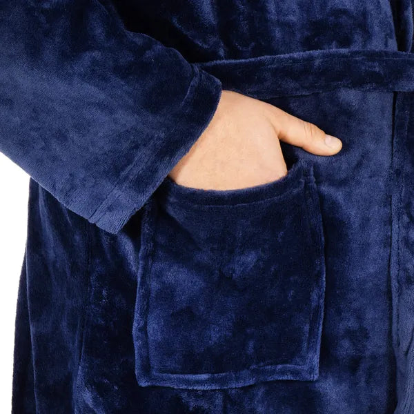 Puha plüss fürdőköntös L/XL, sötétkék, poliészter 260 g/m2