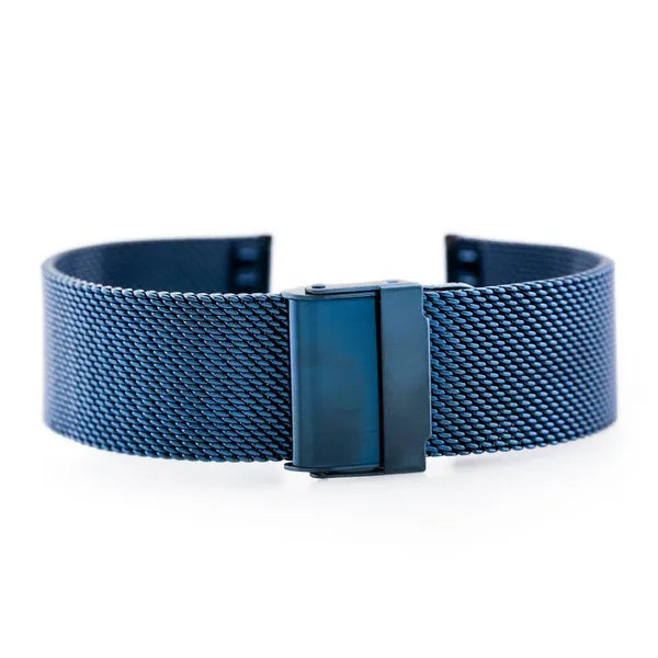 PVD bevonatú acél hálós óraszíj, tengerészkék, 18 mm