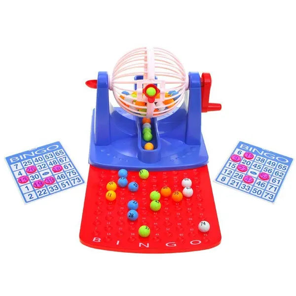 Bingo családi társasjáték sorsológömbbel, 56 kártyával, 6+