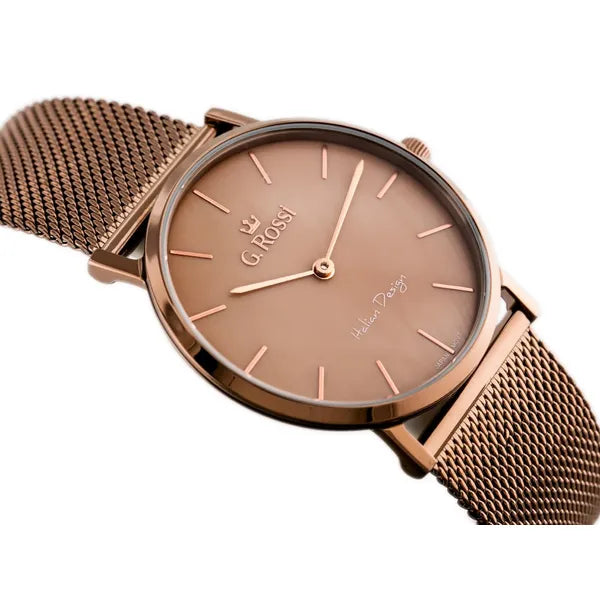 G. Rossi női karóra, barna fém szíj, 39 mm Miyota kvarc WR30, díszdoboz