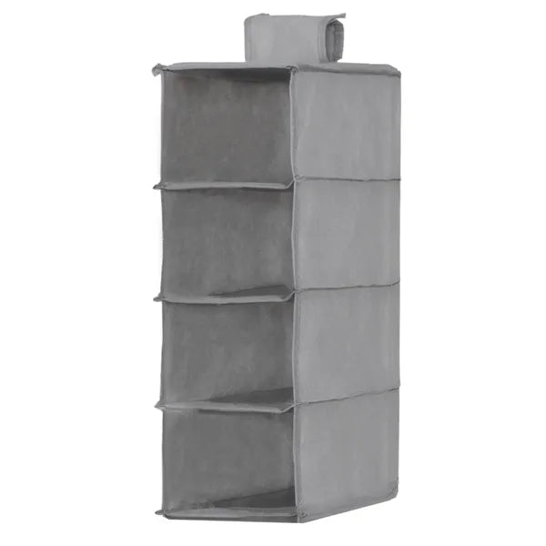 Szürke 4-polcos akasztós szekrényszervező 80×30×30 cm nemszőtt textil
