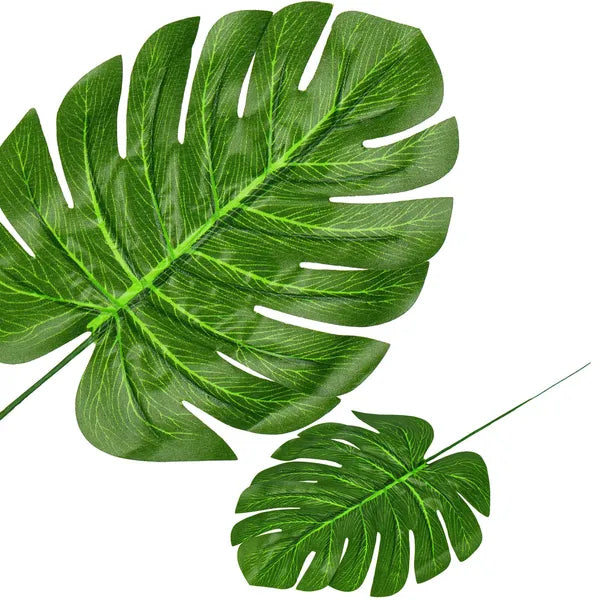 Mű monstera levél dekoráció, 6 db, 34 cm, zöld