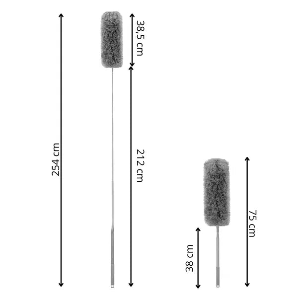 Teleszkópos poroló 75–254 cm, szürke poliészter fej, 2 részes