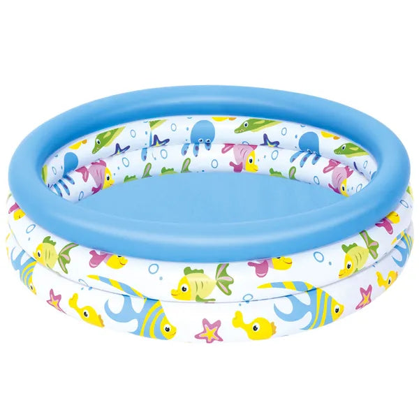 Bestway felfújható pancsoló medence, 3 gyűrűs, 102 cm, 101 l, tengeri minta