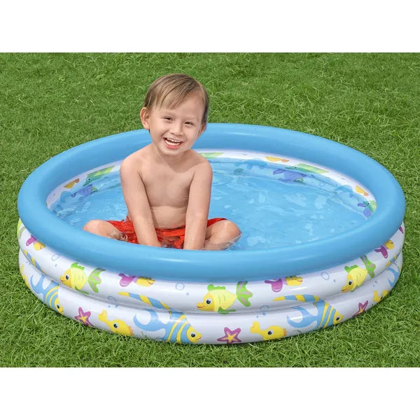 Bestway felfújható pancsoló medence, 3 gyűrűs, 102 cm, 101 l, tengeri minta