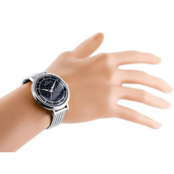 Női karóra – rozsdamentes acél, quartz, 38 mm, ezüst-kék számlap