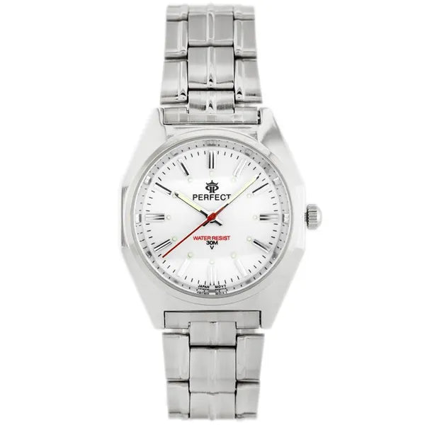 Perfect P186 férfi kvarc karóra, ezüst fémszíj, 43 mm tok, díszdoboz