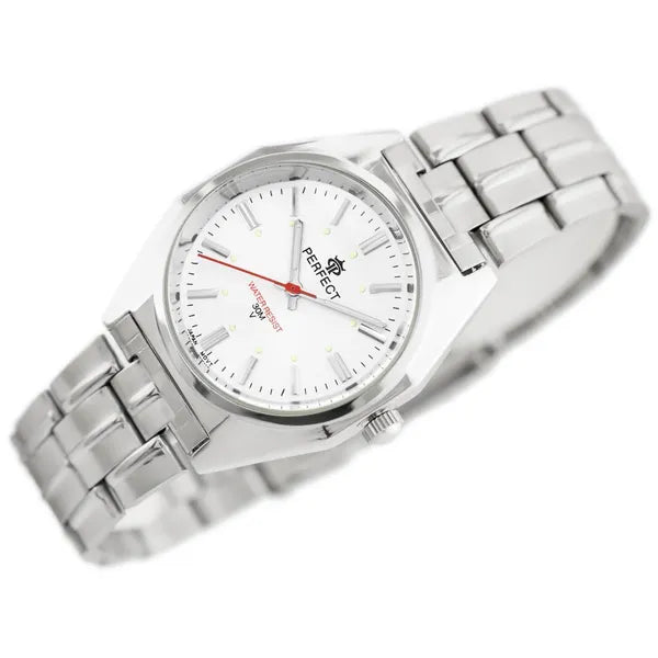 Perfect P186 férfi kvarc karóra, ezüst fémszíj, 43 mm tok, díszdoboz