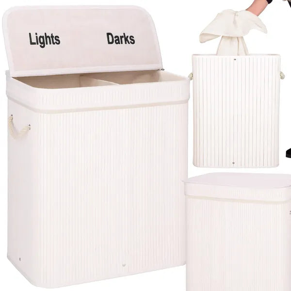 Springos® bambusz dupla szennyestartó 100l