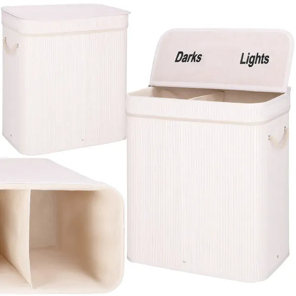 Springos® bambusz dupla szennyestartó 100l