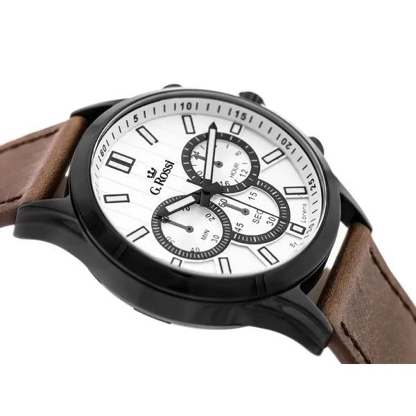 Férfi karóra G. Rossi Choopard ZG083, kvarc, bőr szíj, 44 mm, dobozzal
