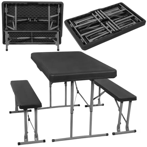 Összecsukható HDPE kerti sörpad garnitúra, asztal 105×65 cm + 2 pad