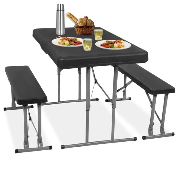 Összecsukható HDPE kerti sörpad garnitúra, asztal 105×65 cm + 2 pad