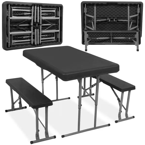 Összecsukható HDPE kerti sörpad garnitúra, asztal 105×65 cm + 2 pad