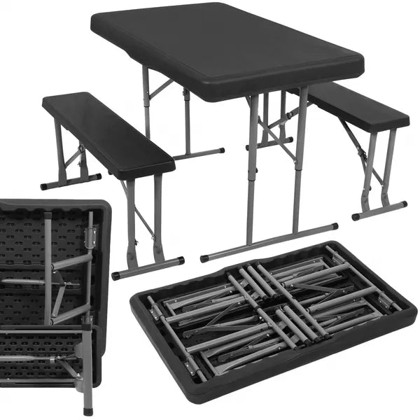 Összecsukható HDPE kerti sörpad garnitúra, asztal 105×65 cm + 2 pad