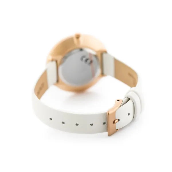 Női karóra 36 mm rosegold tok, fehér bőr szíj, Miyota kvarc