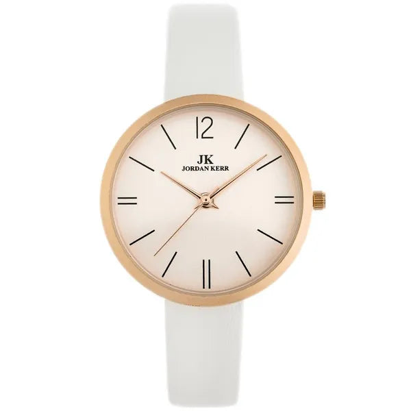 Női karóra 36 mm rosegold tok, fehér bőr szíj, Miyota kvarc