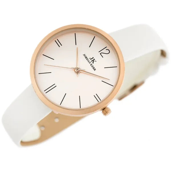 Női karóra 36 mm rosegold tok, fehér bőr szíj, Miyota kvarc
