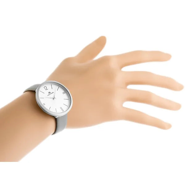 Jordan Kerr női karóra, 36 mm, szürke bőrszíj, ezüst számlap