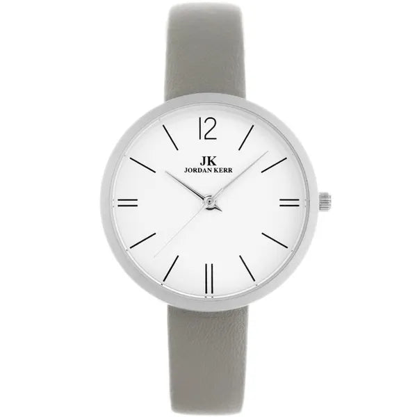 Jordan Kerr női karóra, 36 mm, szürke bőrszíj, ezüst számlap