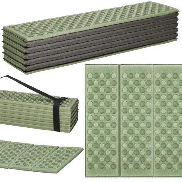 Összehajtható kemping alvó matrac XPE habból 182×60×1,5 cm zöld/szürke