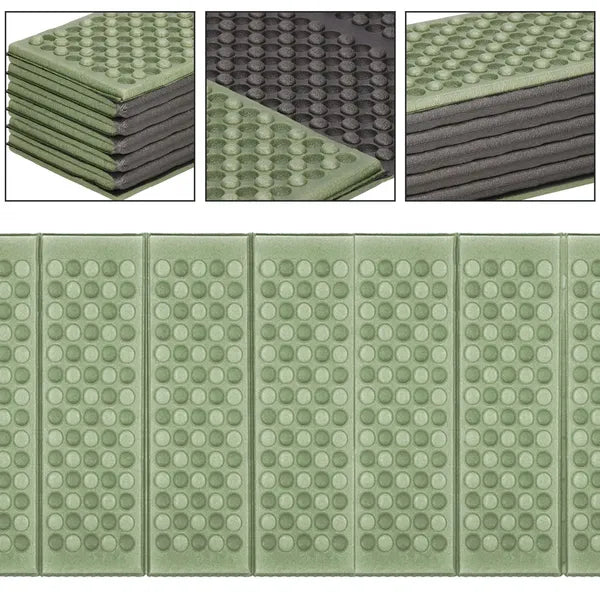Összehajtható kemping alvó matrac XPE habból 182×60×1,5 cm zöld/szürke