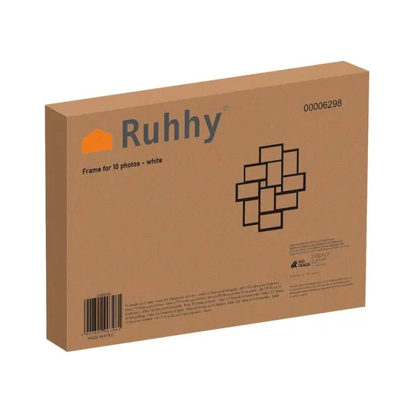 Fehér, 10 képes műanyag kollázskeret 10x15 cm fotókhoz, 54x49 cm