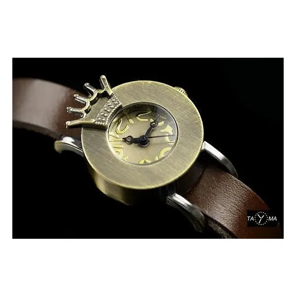 Női bőrszíjas karóra, barna Retro Punk 24 mm WR30