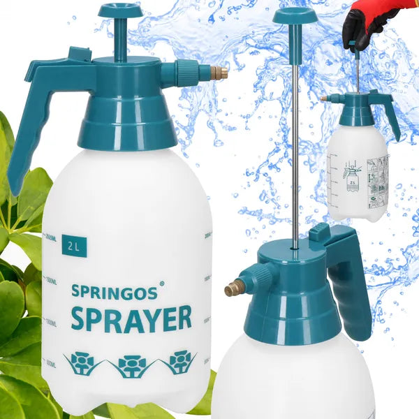 Kézi pumpás kerti permetező, 2 l, fehér-sötétzöld, PP/PE