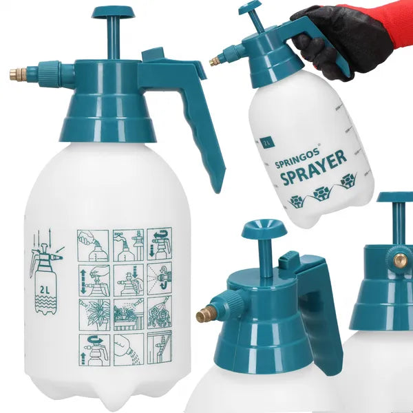 Kézi pumpás kerti permetező, 2 l, fehér-sötétzöld, PP/PE